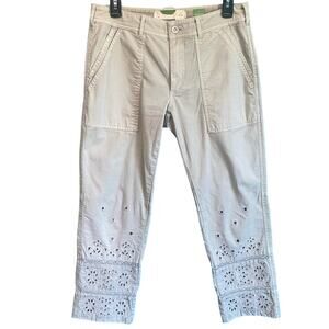 Anthropologie The Wanderer Eyelet Utility Pants Light Green Women's 27p